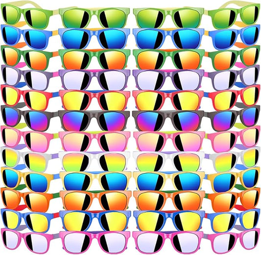 48 Pack Kid Sunglasses Bulk for Luau Party Favors, 16 Colors Neon Sunglasses with UV400 Protection, Gift for Classroom, School Prizes Goody Bag Stuffer, Kid Birthday, Beach, Summer Pool Party Supplies