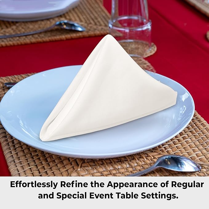 Urban Villa Cloth Napkins Ivory Dinner Napkins Set of 12 (18X18 Inches) 100% Cotton Absorbent Washable Durable Reusable Cloth Napkins Ideal for Farmhouse Party Thanksgiving Harvest Fall Dinner Napkins