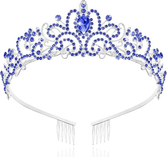 TAROSE Crowns for Women and Girls, Queen Crystal Gold Silver Tiaras with White Rhinestone and Combs, Goddess Crown for Wedding Bride Birthday Princess Bridal Shower Hair Accessories for Women