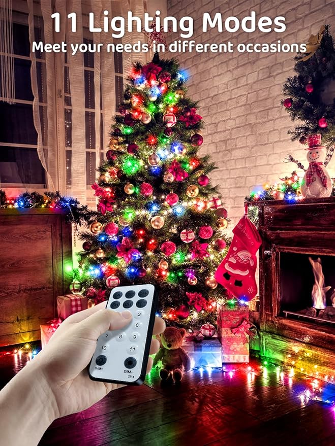 115FT 300 LED Christmas Lights Outdoor, Warm White & Multicolor Color Changing String Lights with Remote Control, 8 Modes Fairy Light Plug in Waterproof for Christmas Tree Xmas Decorations Party
