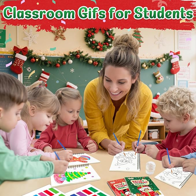 Coloring Books Party Favors for Kids - 24 Pack Christmas Mini Water Coloring Books for Kids Goodie Bags Stuffers Students Classroom Gifts Bulk, Return Gifts for Birthday Christmas Party Favors Bulk