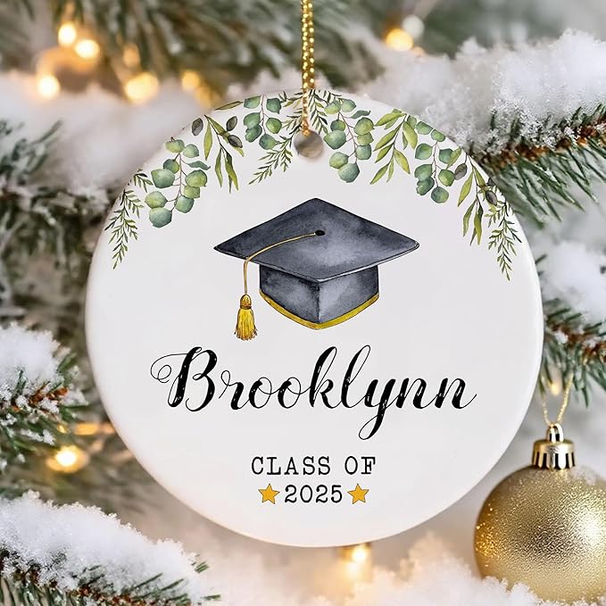 Personalized Graduation Christmas Ornaments 2025, Class of 2026 Ornament, Graduate Keepsake Gifts for Him Her, Custom Graduation Ornament with Name and Year, Senior Student Gifts, Grad Gift 2025