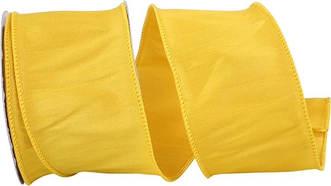 Reliant Ribbon 92975W-362-40F Dupioni Supreme Wired Edge Ribbon, 2-1/2 Inch X 10 Yards, Golden Yellow