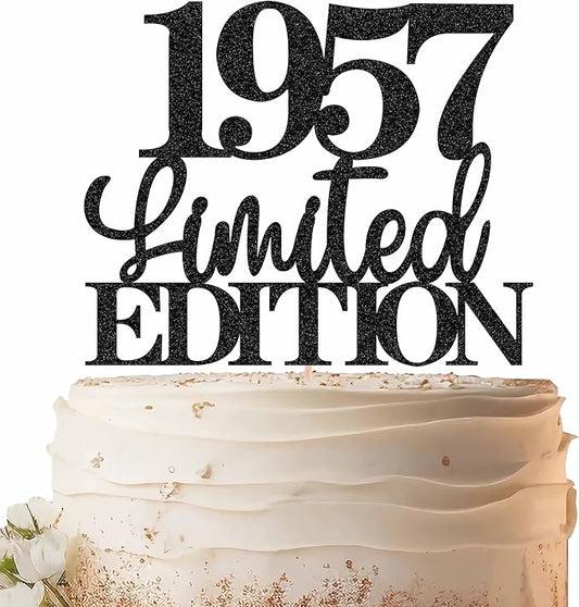 Limited EDITION 1957 Cake Topper - Black Glitter Happy 68th Birthday Party Cake Decoration Supplies, Cheer to 68 Years Cake Bunting Decor for 68th Birthday Party Photo Booth Props