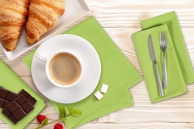 Table Napkins Cloth Dinner Cloth Cotton Linen Blend Fabric 12 Pack Easter Special Mitered Corners for Every Day Use Napkin Pre Shrunk and Good Absorbency (Leaf Green, Pack of 12)