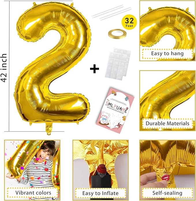 Smlpuame 40 Inch 2025 Balloons Gold, Large Foil Number Balloons for Happy New Years Festival Celebration Party Supplies Class of 2025 Graduation Decorations