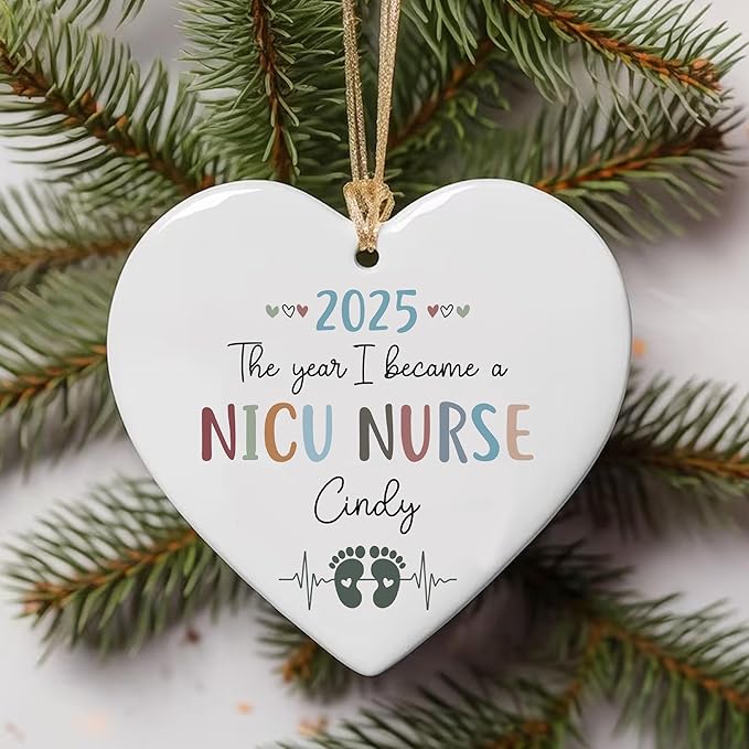 Personalized The Year I Became NICU Nurse Christmas Ornaments 2025, Neonatal Intensive Care Unit, First Christmas Keepsake for Nurse, Gifts for Rn Her Women, Nursing Grad, Nicu Grad Gifts