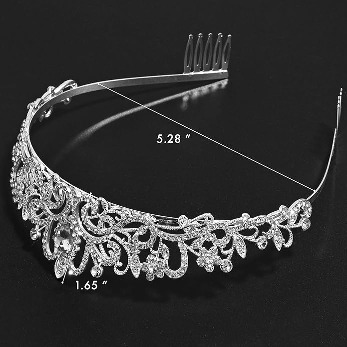 TAROSE Crowns for Women and Girls, Queen Crystal Gold Silver Tiaras with White Rhinestone and Combs, Goddess Crown for Wedding Bride Birthday Princess Bridal Shower Hair Accessories for Women