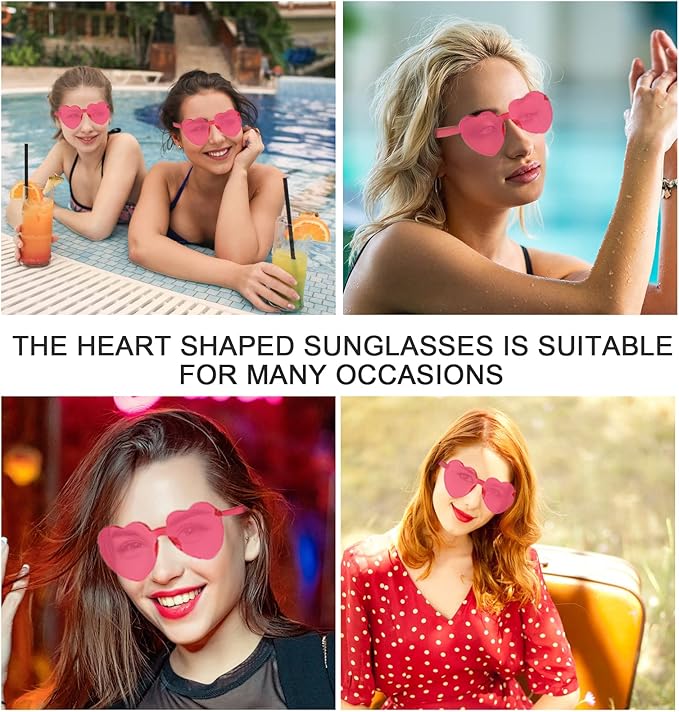 LEFIMOT 12 Pairs Heart Sunglasses for Women Heart Shaped Sunglasses Bulk Colorful Heart Glasses for Party Favor