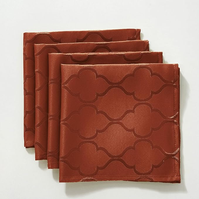 SASTYBALE Fall Jacquard Napkins 20x20 Inch - Flower Pattern Rust Red Polyester, Spill Proof Wrinkle Resistant, Tabletop Decor for Thanksgiving Turkey Dinner, Fall Kitchen Dining & Holiday Parties