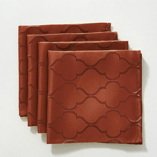 SASTYBALE Fall Jacquard Napkins 20x20 Inch - Flower Pattern Rust Red Polyester, Spill Proof Wrinkle Resistant, Tabletop Decor for Thanksgiving Turkey Dinner, Fall Kitchen Dining & Holiday Parties