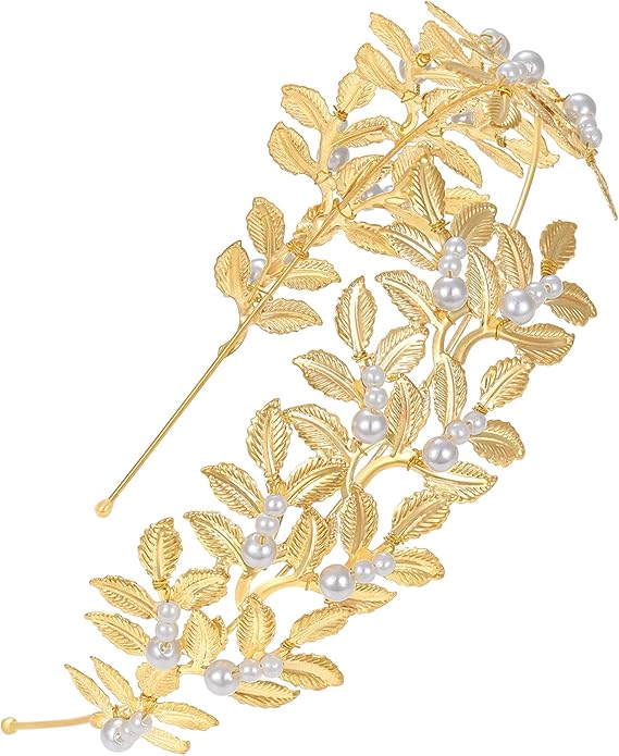 Coucoland Greek Goddess Jewelry Women - Gold Toga Athena Cleopatra Hercules Egyptian Aphrodite God Roman Accessories Set Leaf Headpiece Crown Halloween