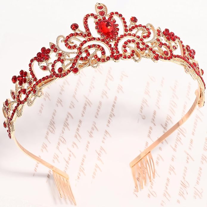 TAROSE Crowns for Women and Girls, Queen Crystal Gold Silver Tiaras with White Rhinestone and Combs, Goddess Crown for Wedding Bride Birthday Princess Bridal Shower Hair Accessories for Women