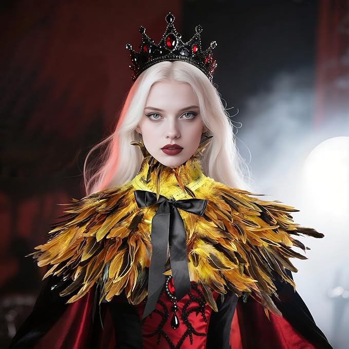 Gothic Natural Feather Shrug Feather Shawl Wrap Cape Victorian Collar for Halloween Cosplay Party Costume Accessories