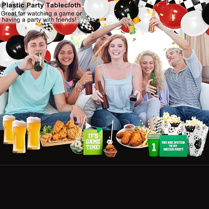 WNINK 6 Pack Black Tablecloths Disposable Table Covers 54" x 108" Table Cloths for BBQ Birthday Picnic Bridal Shower Engagement Wedding Plastic Table Cloths for Parties