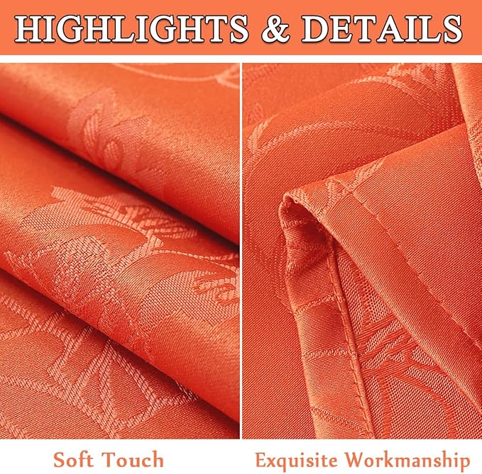 SASTYBALE Thanksgiving Tablecloths for Square Tables, Jacquard Fall Table Cloth with Pumpkins and Vines, Stain Resistant Table Cover for Harvest, Dining, Party Decor (Square, 52" x 52", Rust)
