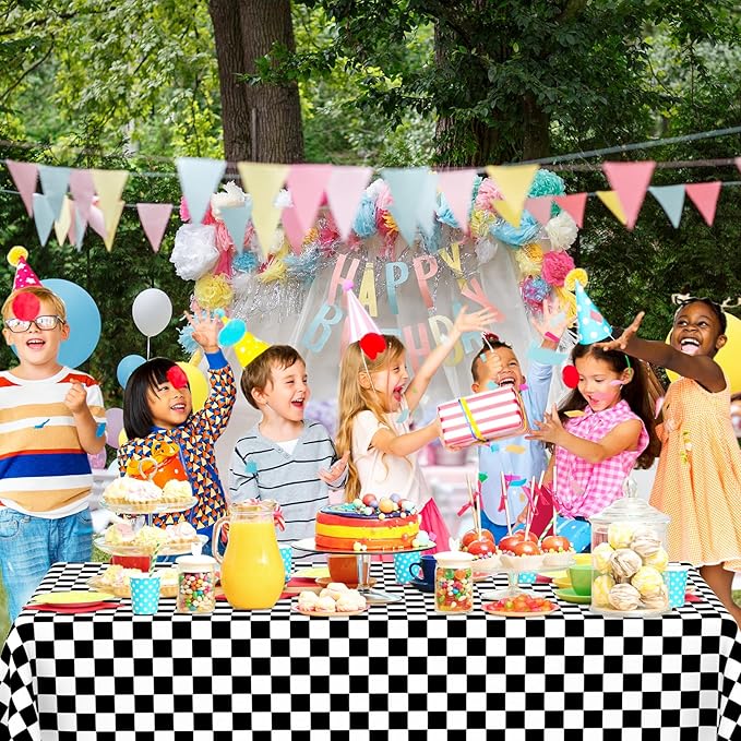 4 Pack Black and White Gingham Tablecloth Rectangular Buffalo Checkered Tablecloths Disposable Plastic Plaid Table Cover for Parties, Outdoor Picnic, Birthday, Wedding, Camping 54 × 108 Inch