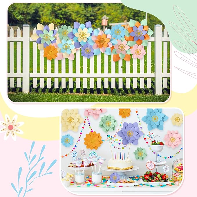 18 Pcs Mexican Paper Flowers Decor for Wall DIY Paper Fiesta Bulletin Board 3D Colorful Mexican Backdrop Decoration for Classroom Back to School Carnival and Holiday Party(Lotus-Shaped,Bright)