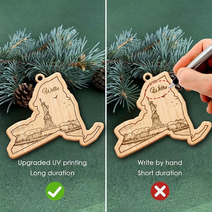 Personalized 50 States Christmas Ornament - Custom Name & Year, State Shape Tree Decoration, Unique Gift for Travel Lovers, New Home, Family Member