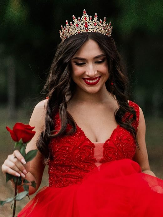 SWEETV Crystal Wedding Tiara for Women, Royal Queen Crown Headband, Rhinestone Princess Hair Accessories for Prom Birthday