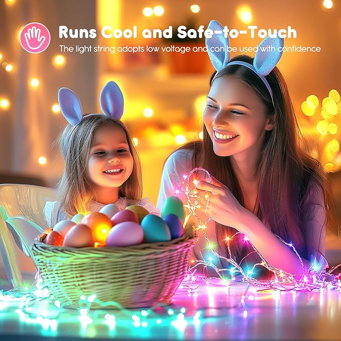 Minetom 12 Pack Pastel Fairy Lights Battery Operated String Lights - 7ft 20 LED Waterproof Short Micro Firefly Lights for Easter Day Decor, DIY Craft, Wedding Table Centerpieces, Flowers