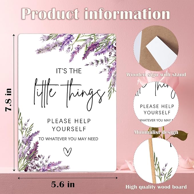 Wedding Guests Restroom Sign, Lavender Bridal Shower Decorations, Engagement Party Decor, Centerpieces for Tables, Purple Floral Wooden Sign with Stand for Wedding Reception And Bridal Party Decor, 34