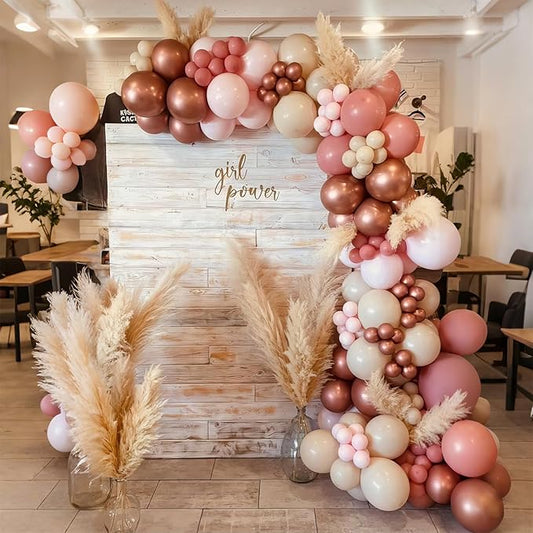 Blush Pink Balloon Garland Kit Rose Gold Dusty Pink Sand White Balloons Arch Retro Light Pastel Pink Beige Nude Creme Balloon for Women Bridal Baby Shower Boho Wedding Birthday Party Decoration