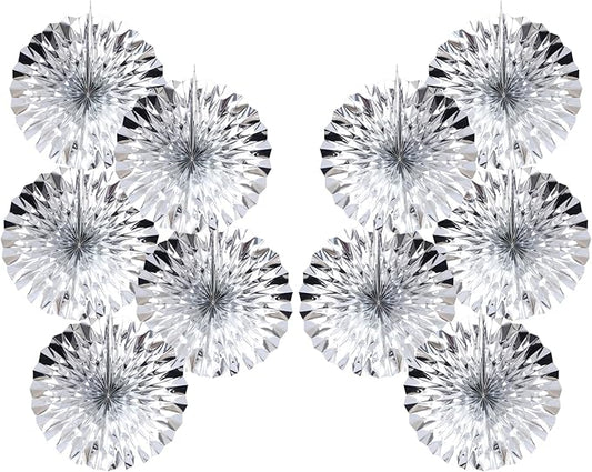 Silver Birthday Decorations,DIY Silver Paper Fans Hanging Decoration ,DecoracióN De CumpleañOs para Hombre,Wedding Decorations for Party 8in,Birthday Decorations for Men 30 Color DIY Set (Silver)