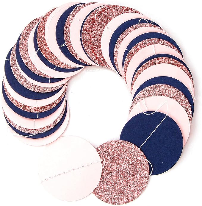 Navy-Blue Pink Rose-Gold Gender-Reveal Decorations - 52FT Party Streamers Garland Backdrop Banner Decor,Baby Bridal Shower Engagement Christmas Wedding Birthday Paper Streamer Lasting Surprise