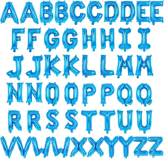 52 Pcs Blue Letter Balloons,16 Inch Foil Alphabet Letter Balloons,Letter A-Z Balloon Banner Custom Phrase Balloon for Birthday Party Wedding Anniversary Decoration (Blue 52pcs)