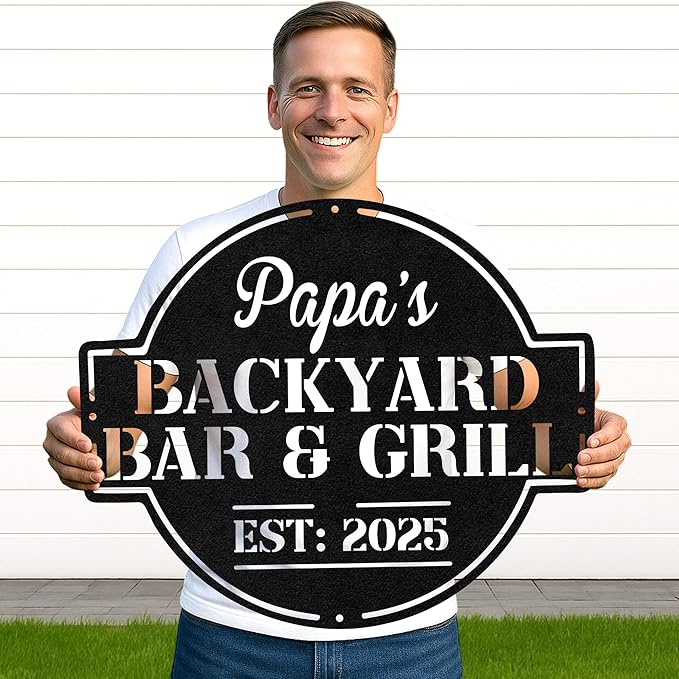 Custom BBQ Metal Sign Personalized Grill Name Wall Art for Outdoor Kitchen Patio Backyard Decor Fathers Gift for Dad Grandpa Husband Barbecue Smoker Area Sign, Grilling Lover Gifts 60