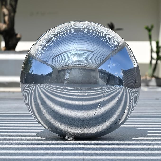 Yescom 20" Inflatable Mirror Ball Giant Reusable Hanging Large Disco Balloon Decoration for Party Wedding Event Concerts Stage Decor Silver