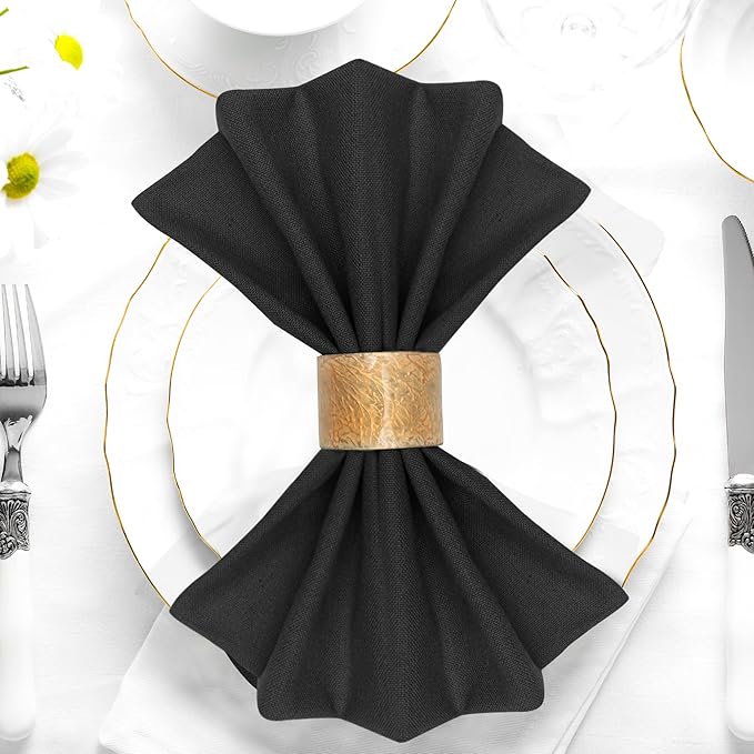 Cloth Dinner Napkins Onyx Set of 12 (18"X18") 100% Cotton Absorbent Durable Washable Reusable Ideal for Farmhouse Party Thanksgiving Fall Christmas Everyday Use Table Napkins