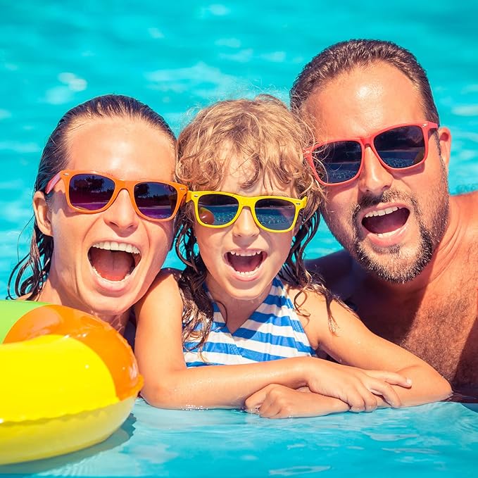 12/24 Pack Wholesale Retro Neon Colors Party Favor Supplies Unisex Sunglasses Bulk for Adults Teens, UV400 Protection