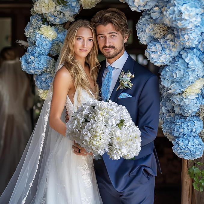 10PCS Faux Hydrangea Flower Hydrangea Artificial Flowers Hydrangea Bouquet Faux Flower Table Centerpieces for Home Wedding Bridal Bouquet Office Party DIY Floral Decor