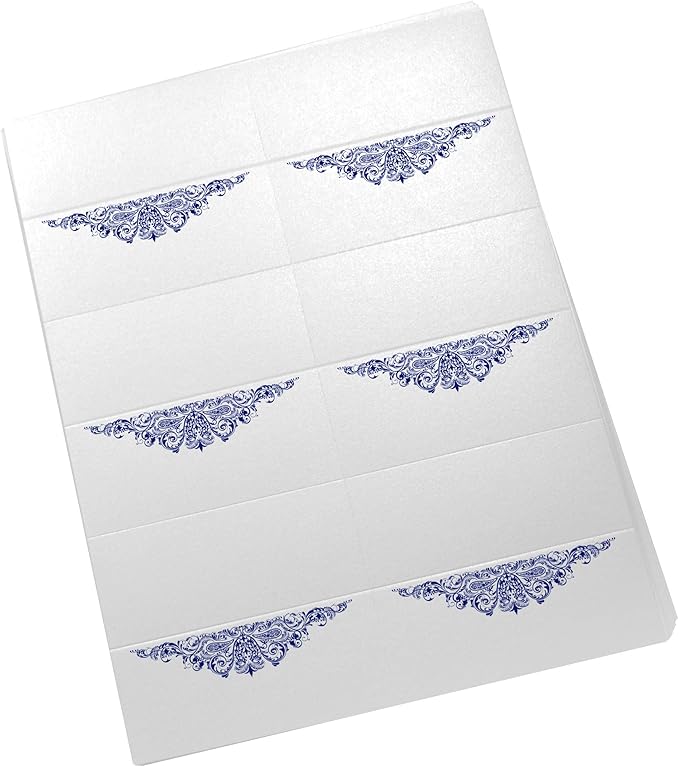 Paisley Printable Place Cards, Navy (Choose Color), Set of 60 (10 Sheets), Laser & Inkjet Printers - Wedding, Party, Dinner, and Special Events - Made in the USA