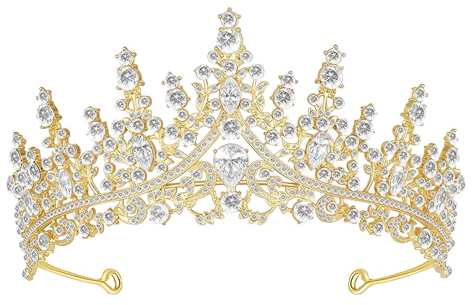 Tiara Crown for Women, Queen Tiara for Birthday Prom Bridal Party Custome Gold