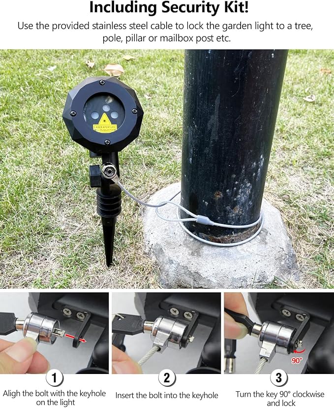 Poeland Christmas Laser Projector Lights Waterproof Outdoor Garden Decorative Lighting with Security Lock 3 Color Red Green Blue