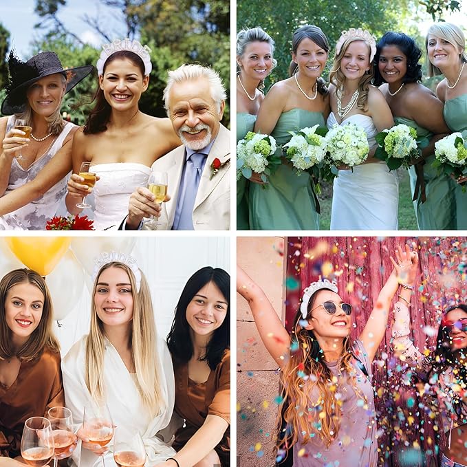 Bride Headband Bridal Headband White Pearl Headbands for Women Bridal Shower Decorations Bachelorette Party Favors Spa Headbands for Washing Face