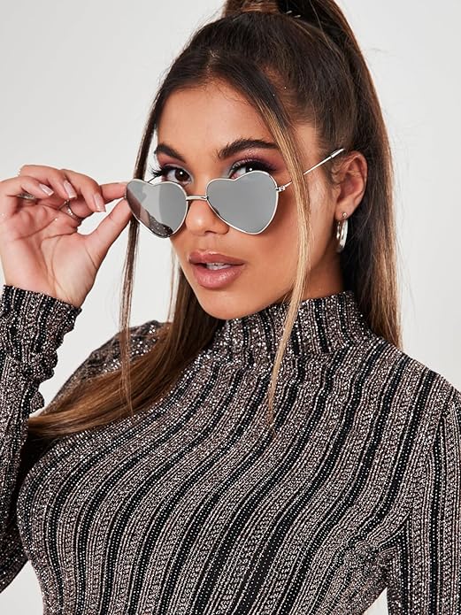 JOVAKIT Polarized Heart Sunglasses for Women Fashion Lovely Style Metal Frame UV400 Protection Lens