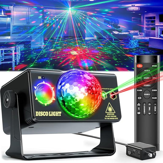 Party Lights Dj Disco Light Disco Ball Light LED Stage Strobe Lights Projector Sound Activated with Remote Control for Parties Club Bar Holiday Christmas Dance Gift Birthday Xmas Wedding Home Décor