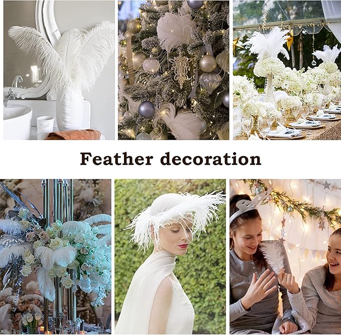 NEWONG 30pcs Mint Green Ostrich Feathers Natural Bulk 9-12in（23-30cm） Vase Craft Wedding Home Party Centerpieces Christmas Day Decoration