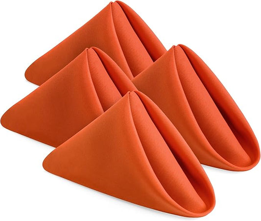 Utopia Home [24 Pack, Orange] Cloth Napkins 18x18 Inches, 100% Polyester Hemmed Edges, Washable and Reusable Ideal for Parties, Weddings and Dinners