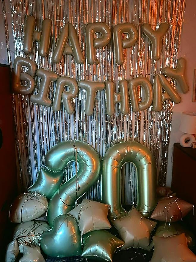 Sage Green 40 Inch Big Number Balloon Birthday Decoration, Number 2 Helium Balloon 12 20 22 23 24 26 2026 New Years Celebration, Boy Girl Baby Anniversary Party Graduations Supplies Decorations