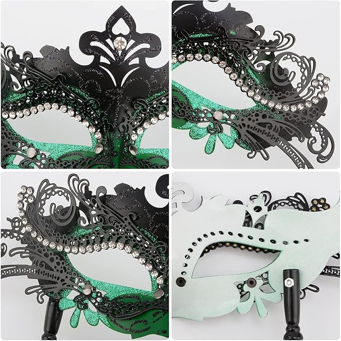 Hoshin Masquerade Mask for Couple, Mardi Gras Deecorations Venetian Masks with Stick for Womens