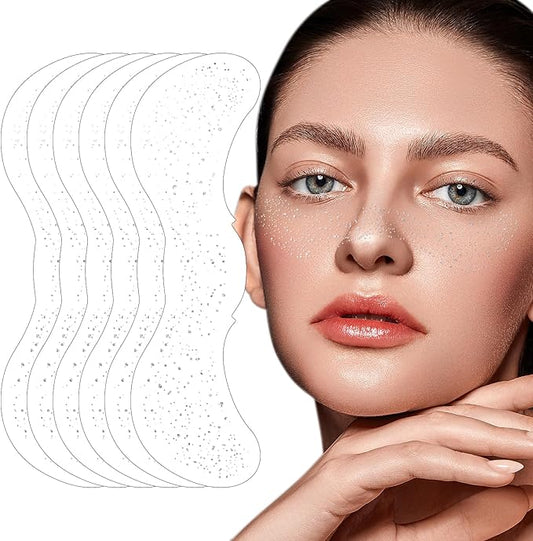 Glitter Freckles - 6PCS Metallic Fake Freckles, Silver Makeup Patches, Glow Up Glitter Freckles Face Tattoo, Water-Repellent Face Glitter, Cute Face Glitter for Kids, Temporary Face Jewels for Women