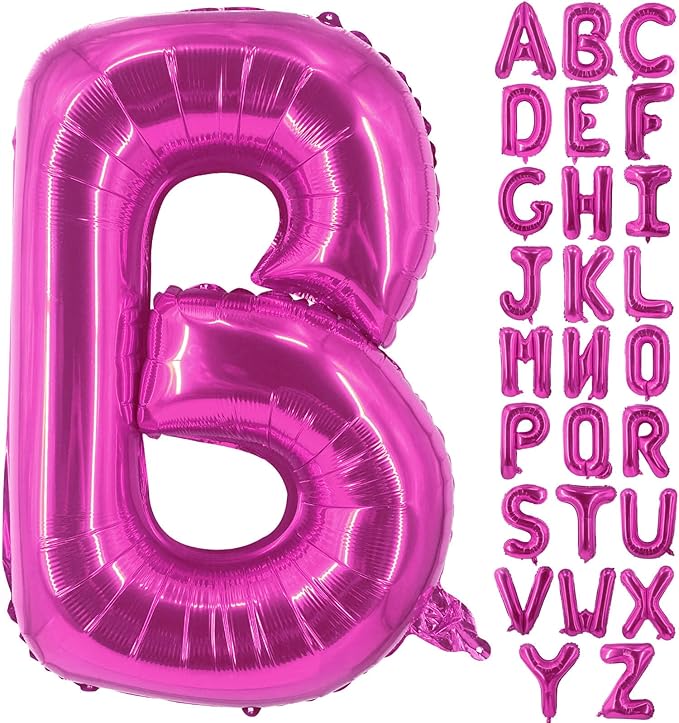 Lovoir 40 Inch Large Hot Pink Letter B Balloons Big Size Jumbo Mylar Foil Helium Balloon for Birthday Party Celebration Decorations Alphabet Hot Pink B