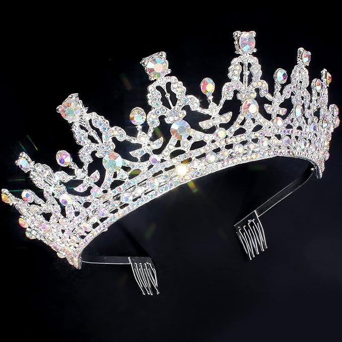 COCIDE Silver Tiara and Crown for Women Birthday Tiara for Girls AB Crystal Queen Crown Rhinestones Hair Accessories for Bride Party Bridesmaids Wedding Halloween Costume Cosplay Gift