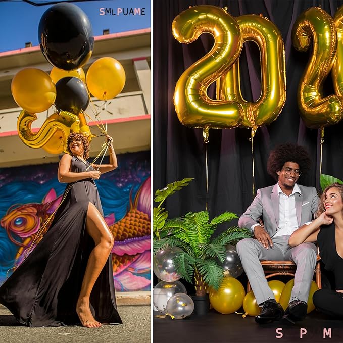 Smlpuame 40 Inch 2025 Balloons Gold, Large Foil Number Balloons for Happy New Years Festival Celebration Party Supplies Class of 2025 Graduation Decorations