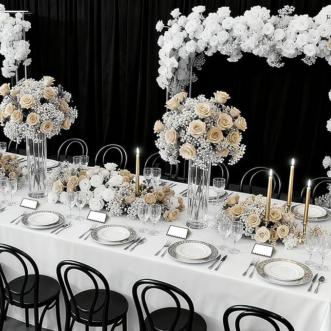 150 PCS Black Scalloped Place Cards 2 x 3.5 Inch Blank Tented Place Card Name Cardstock Seat Assignment Label Card Reserved Table Signs Seating Signs for Birthday Party Wedding Setting
